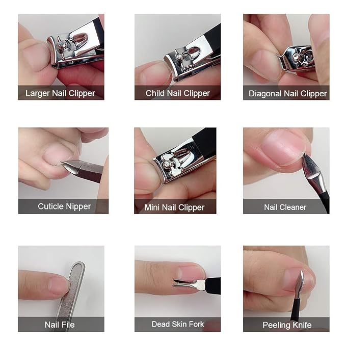 Professional Stainless Steel Nail Clipper Travel & Grooming Kit Nail Tools - Image 6