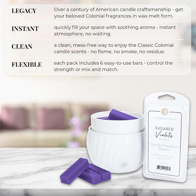 Colonial Candle Sugared Violets Scented Wax Melts, Wax Melt Warmer Cubes - Image 5