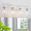 4 Light White Bathroom Light Fixtures Vanity Light Over Mirror Modern Wall by HCCZLighting