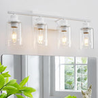 4 Light White Bathroom Light Fixtures Vanity Light Over Mirror Modern Wall by HCCZLighting