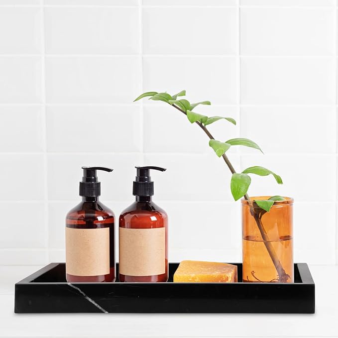 Marble Bathroom Vanity Tray, Natural Luxury Vanity Home Kitchen Bathroom Table - Image 6