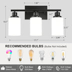 3-Light Black Bathroom Light Fixture Over Mirror, Modern Farmhouse Vanity Light - Image 2