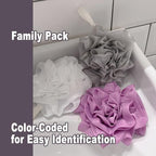 3 Pack Bath Loofah Shower with Soap Bags, Dual-Use Exfoliating Bath Sponges - Image 7