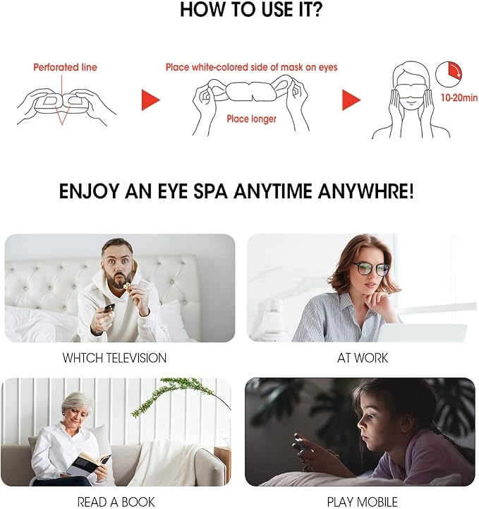 Steam Eye Mask for Dry Eyes and Puffiness, Fast Relief Disposable Self Heating - Image 8