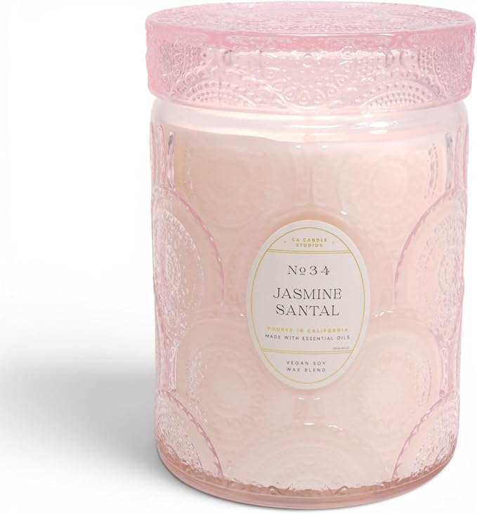 LEOBEN CO – Jasmine Santal Scented Candle – 18oz, Heirloom Collection Design – by LeobenCompany