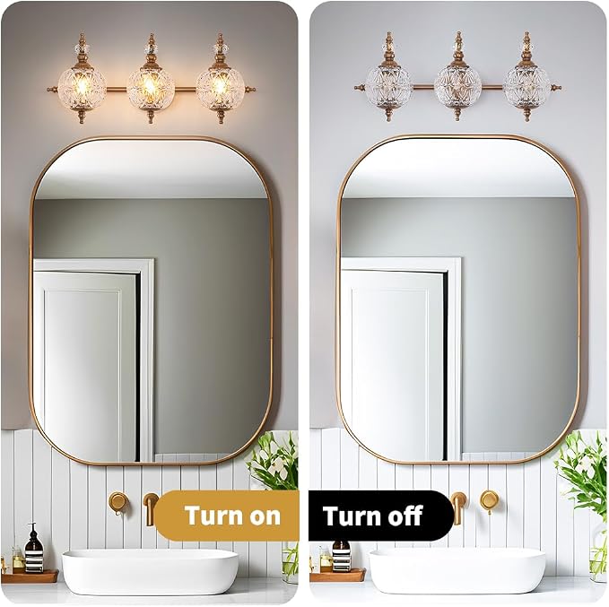 Brushed Antique Brass Bathroom Vanity Light Fixture Vintage Style - Image 7