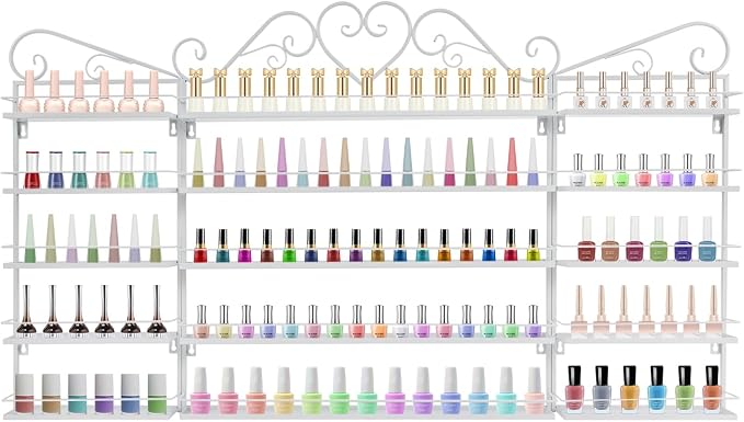 5 Tiers Wall-Mounted Nail Polish Storage Racks Metal Nail Polish Holder by Unknown