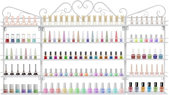 DouSeiAi 5-Tier Wall Mounted Nail Polish Storage Rack, Metal Cosmetic Organizer by DouSeiAi