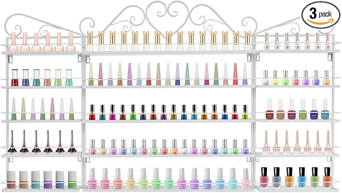 Nail Polish Rack Wall Mounted, Metal Nail Polish Storage Holder by Milzeone