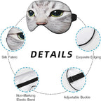 Cat Silk Eye Mask Sleep Mask Cute Funny Kitten Big Green Eyes Animal Pet Eye - Image 3