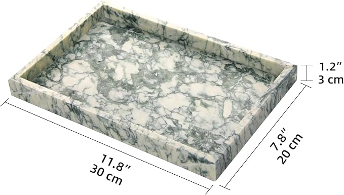 Marble Bathroom Vanity Tray, Natural Luxury Vanity Home Kitchen Bathroom Table - Image 2
