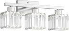 comzler 3-Light Bathroom Light Fixtures Over Mirror, Brushed Nickel Crystal - Image 9