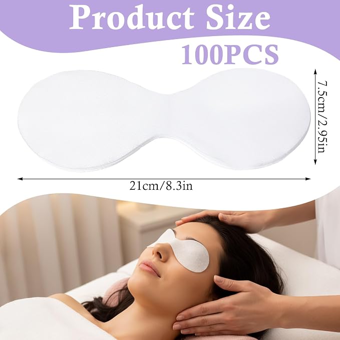 100Pack Disposable Eye Mask, Cotton Disposable Eye Mask, Travel and Relaxation - Image 2