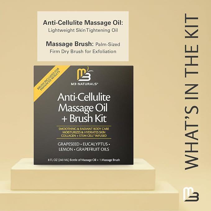 Anti Cellulite Massage Oil and Firm Dry Brush Kit | Collagen & Stem Cell Skin - Image 7