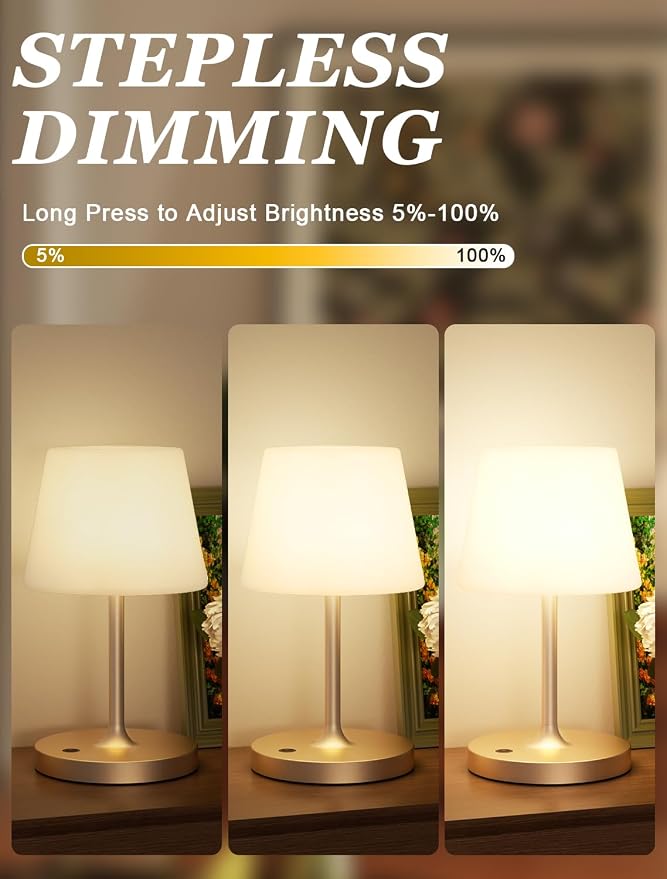 Kakanuo Champagne Gold Shower Lamp Waterproof, Rechargeable Cordless Lamp - Image 2