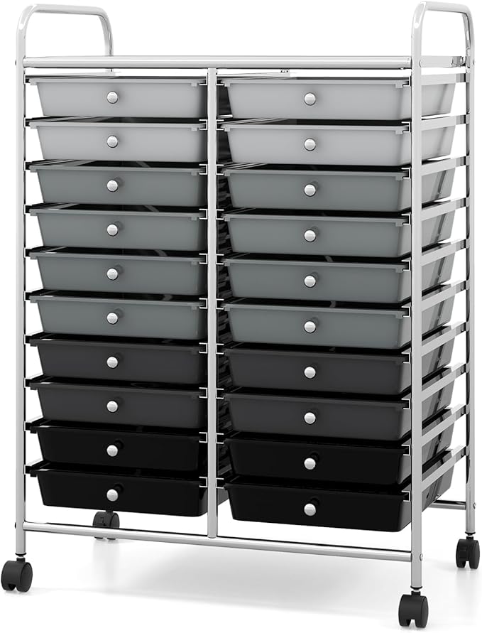 Giantex 20 Drawers Rolling Cart, Mobile Storage Drawer Cart, Classroom - Image 4