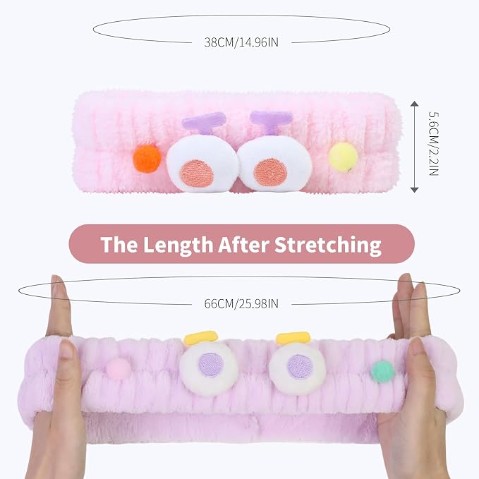 Spa Headband for Washing Face, 2 Pack Cute Hair Band for Shower Yoga Beauty - Image 3