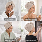 100% Turkish Cotton Hair Towel Wrap 2 Pack – Oeko-TEX Certified Quick Dry Turban - Image 8
