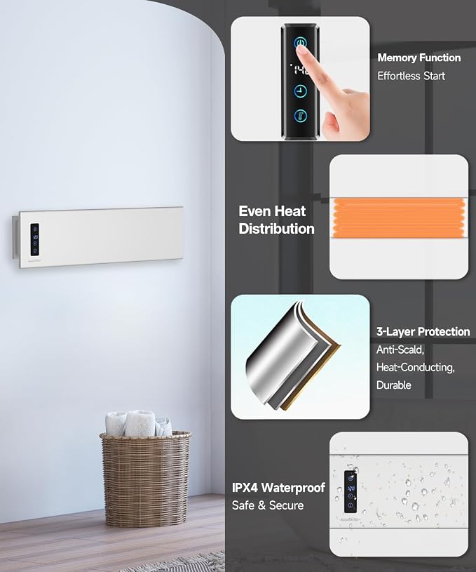 Hot Towel Warmer, Small Towel Warmer Rack Wall-Mounted, LED Control - Image 3