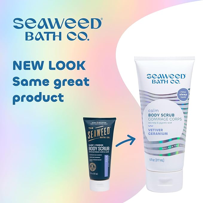 Seaweed Bath Co. Calm Body Scrub, Vetiver Geranium Scent, 6 Ounce, Sustainably - Image 2