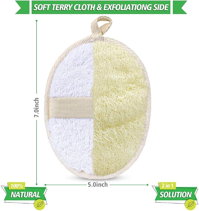 3 Packs Exfoliating Loofah Sponge Pads, Large 5”x 7”-100% Natural Luffa and - Image 2