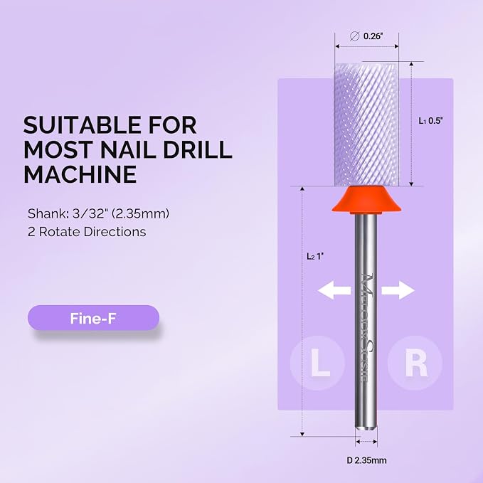 MelodySusie Ceramic Nail Drill Bits, 3/32'' Chamfer Flat Top Large Barrel Bits - Image 4