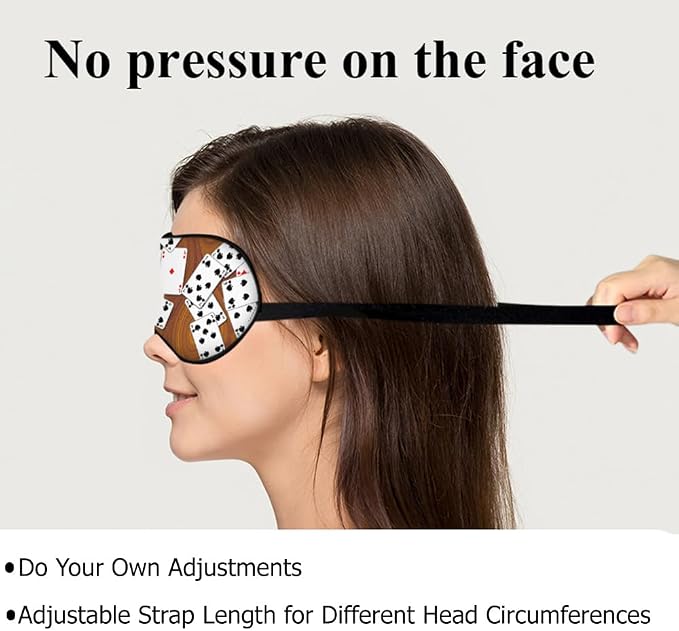 Playing Cards Silk Eye Mask Sleep Mask Funny Poker Wooden Table Rectangle Eye - Image 4