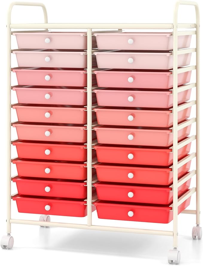 Giantex 20 Drawers Rolling Cart, Mobile Storage Drawer Cart, Classroom - Image 4