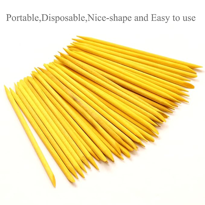 100 Pcs Orange Wood Nail Sticks Double Sided Multi Functional Cuticle Pusher - Image 3