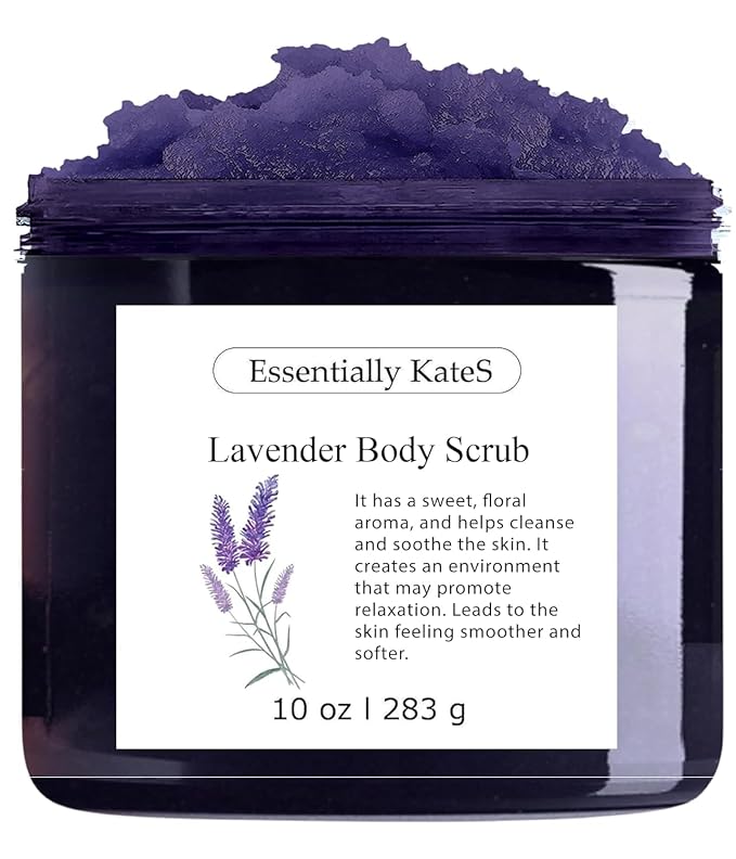 Lavender Salt Scrub 10 oz – Natural Exfoliating Body Scrub by EssentiallyKateS