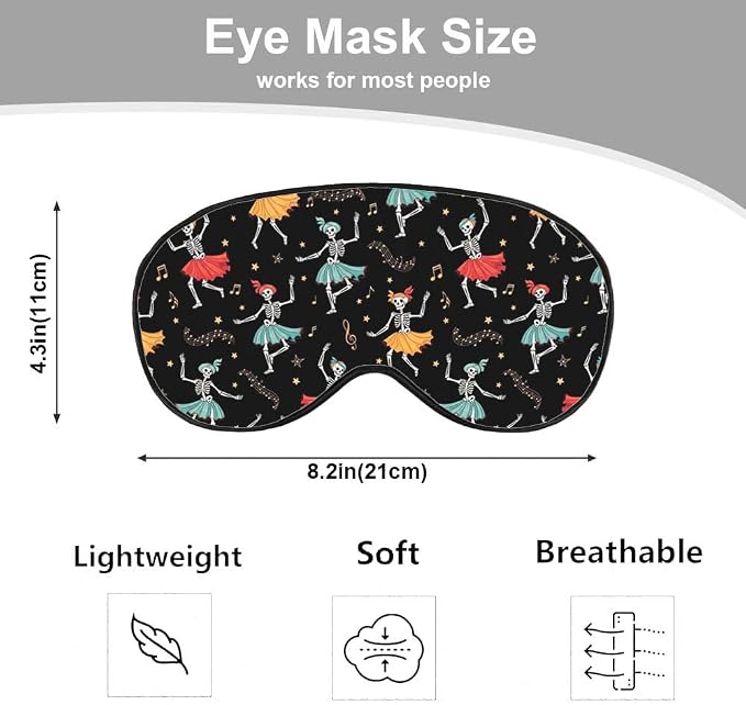Dancing Skull Sleep Mask Eye Mask Party Halloween Music Fun Headphones Black - Image 2