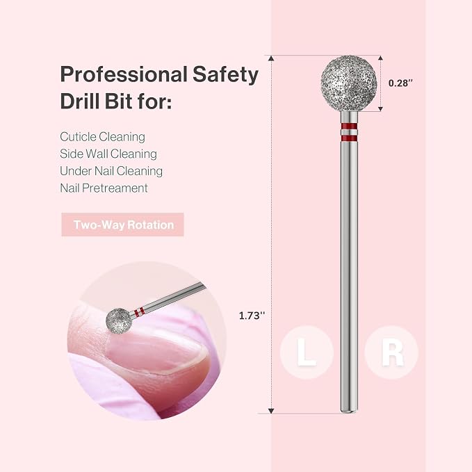 MelodySusie 7mm Ball Shape Cuticle Clean Nail Drill Bit 3/32'', Professional - Image 5