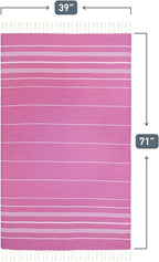 HAVLULAND Fuchsia Oversized 39x71cm Turkish Cotton Beach Towel - Image 9