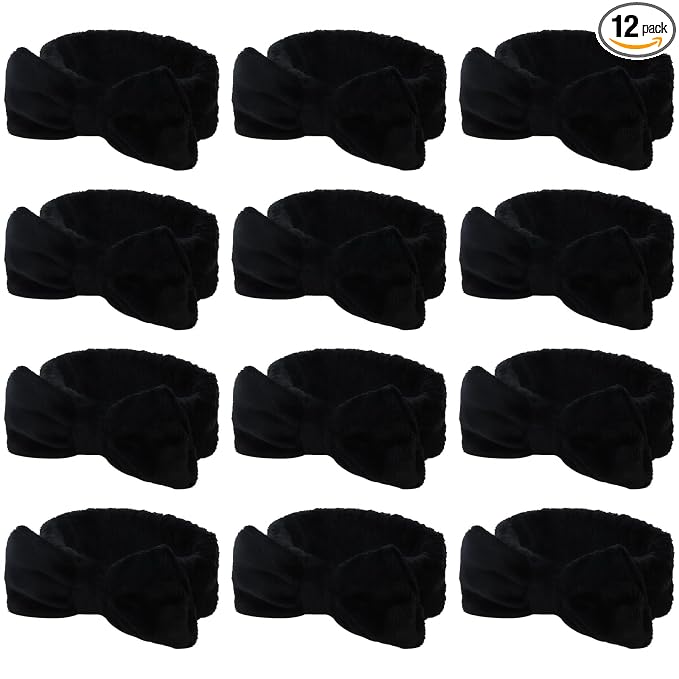 Casoty 12 Pcs Black Spa Headbands, Hair Holder by Casoty
