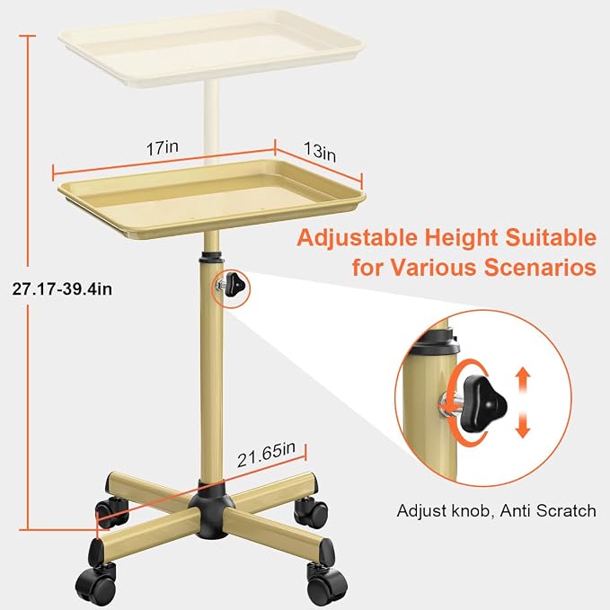 Salon Tray Cart Tattoo Tray Rolling Cart, Service Rolling Tray, Height - Image 4