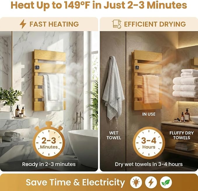 Electric Towel Warmer, Heated Towel Rack - Image 2