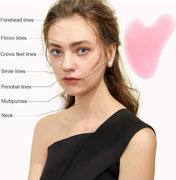 Ditind Rose Quartz Gua Sha Facial Tools, GuaSha - Image 4