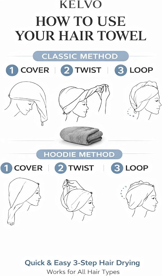 KELVO Microfiber Hair Towel Wrap - Image 3