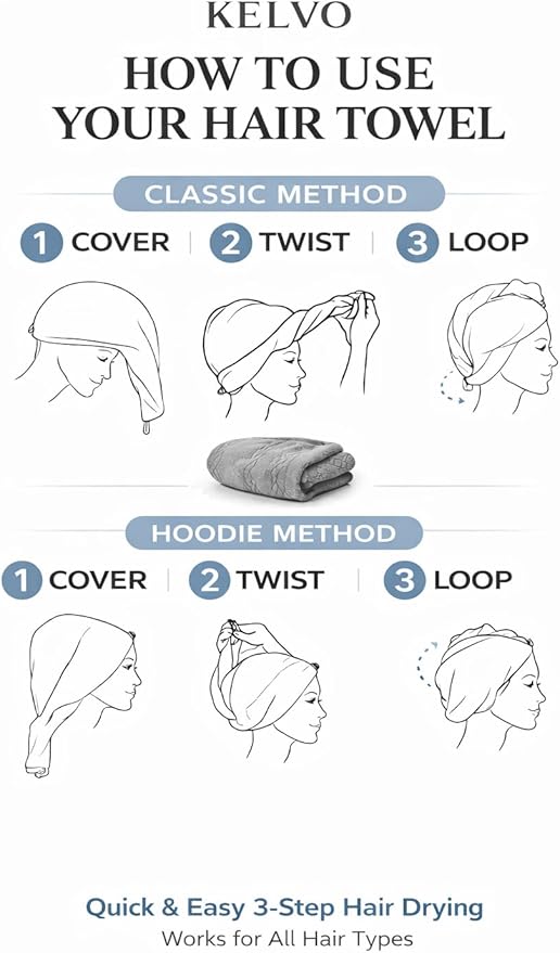 KELVO Microfiber Hair Towel Wrap - Image 3