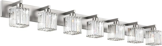 Aipsun Brushed Nickel Bathroom Light Fixtures Crystal Vanity Lighting Fixture by Aipsun