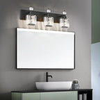 PRESDE Crystal 3 Light Bathroom Vanity Lights Modern Matte Black Bathroom - Image 2
