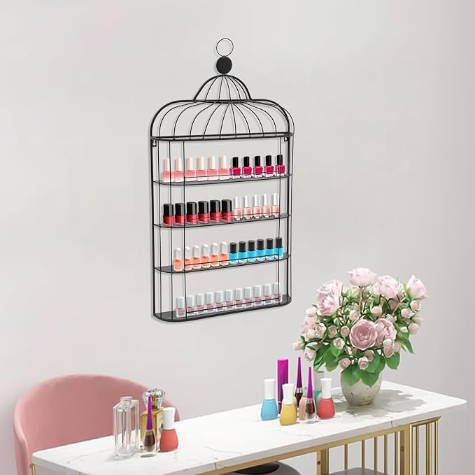 Nail Polish Organizer Wall Mounted, 4-Tier Nail Polish Storage Rack, Metal Nail - Image 8
