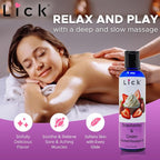 Lick Strawberries and Cream Flavored Massage Oil – Romantic, Body Safe - Image 2