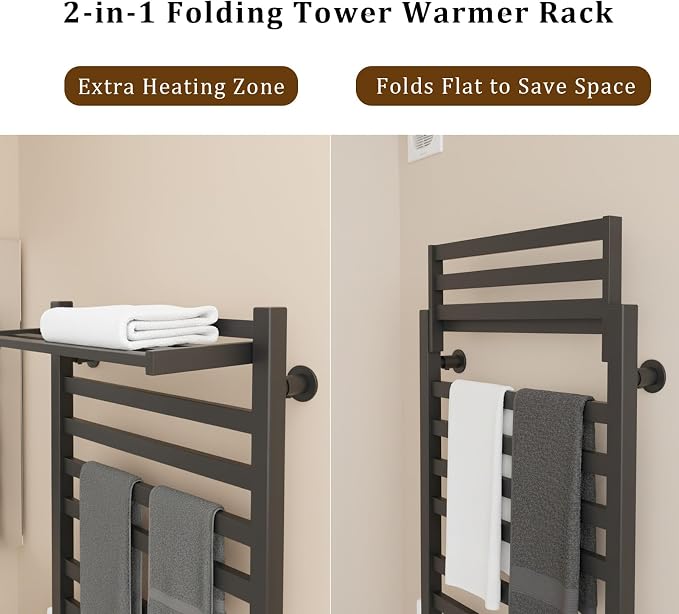 8-Bar Towel Warmer with with Top Warmer Shelf, Electric Towel Rack Set with - Image 2