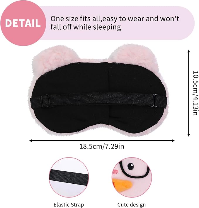 PERFECTSIGHT Sleep Eye Masks, Cute Plush Sleep Eye Cover Lightweight Adjustable - Image 6