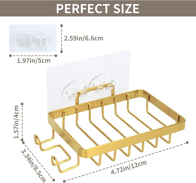 Snailhouse Soap Dish for Shower, Wall Self Draining Adhesive Hanging Stainless - Image 6