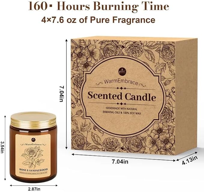 WarmEmbrace Lavender Candles, 7.6 oz Natural Organic Soy Wax in Glass Jar - Image 3