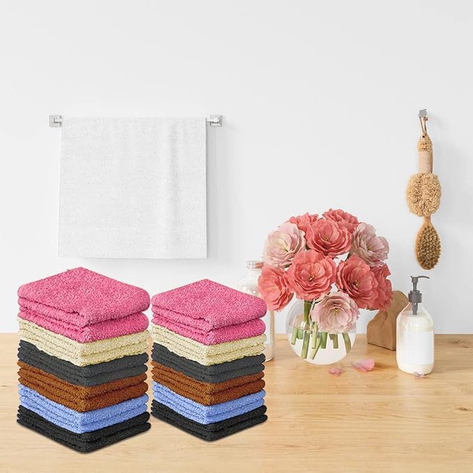 QUBA LINEN 100% Cotton Washcloth Set 24 Packs – Soft, Absorbent Face Towels - Image 6