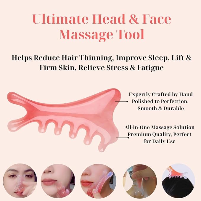 Pink Gua Sha & Massage Comb Set – Massage Tool - Image 3