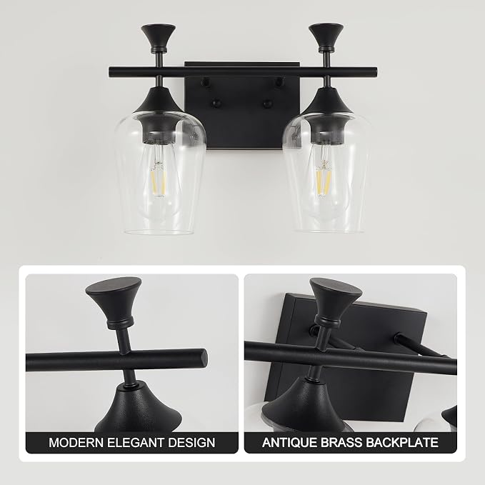 Bathroom Light Fixtures, Matte Black Vanity Lights - Image 3